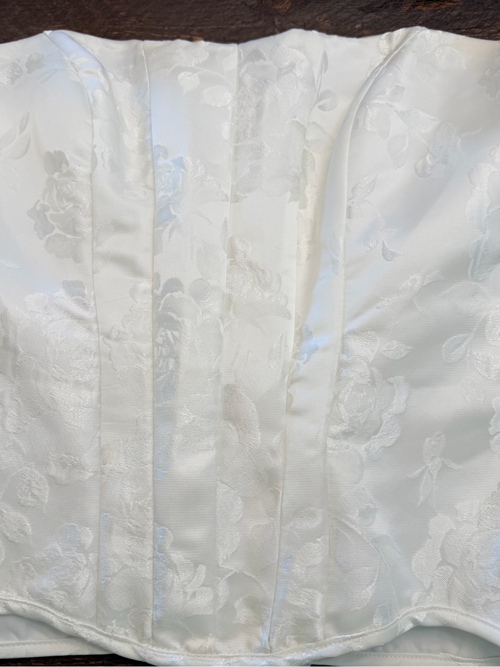 Lulus White Satin Floral Jacquard Lace-Up Corset Top Boned Bustier Size Small